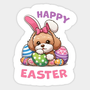 Maltipoo Easter Bunny Sticker